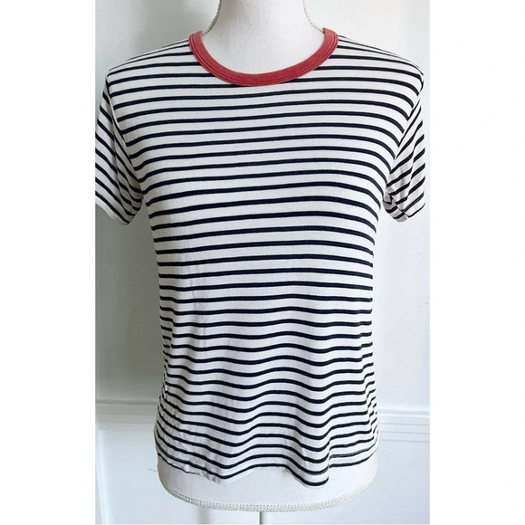 John Galt • Navy White Striped Tee Shirt - Picture 1 of 4